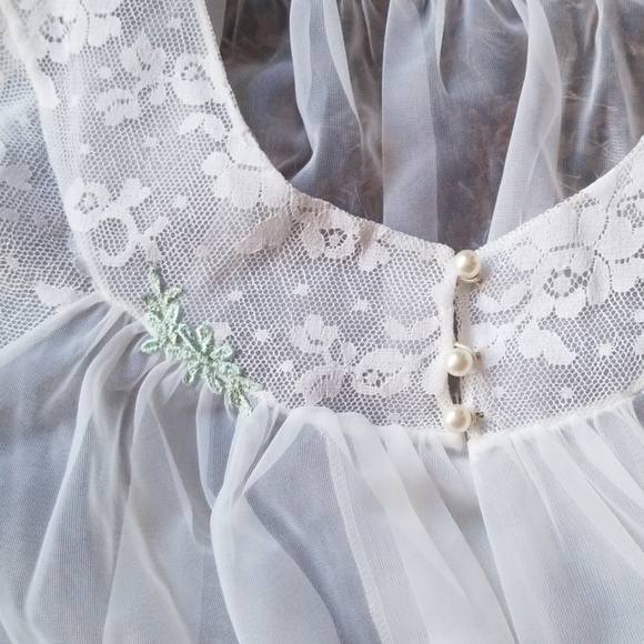 Vintage Sheer Babydoll Peignoir Open Front Robe - Picture 5 of 8